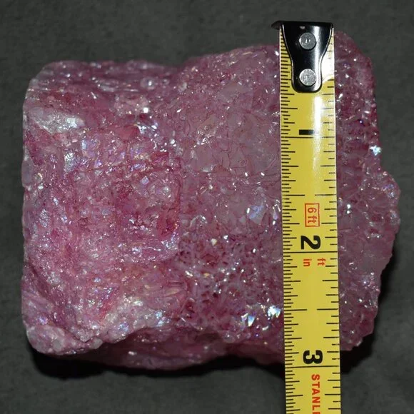 Large OOAK Pink Dyed Natural Aura Quartz Crystal Cluster - witchy mystical decor